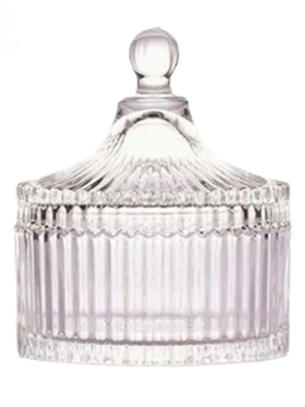 2 Vintage-Style Clear Ribbed Glass Jars with Lids